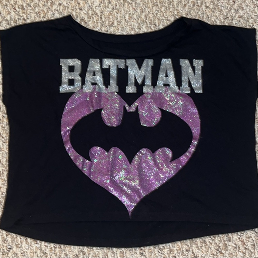 Custom Made Glitter Batman Crop Top